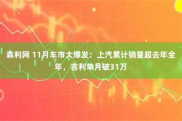 森利网 11月车市大爆发：上汽累计销量超去年全年，吉利单月破31万